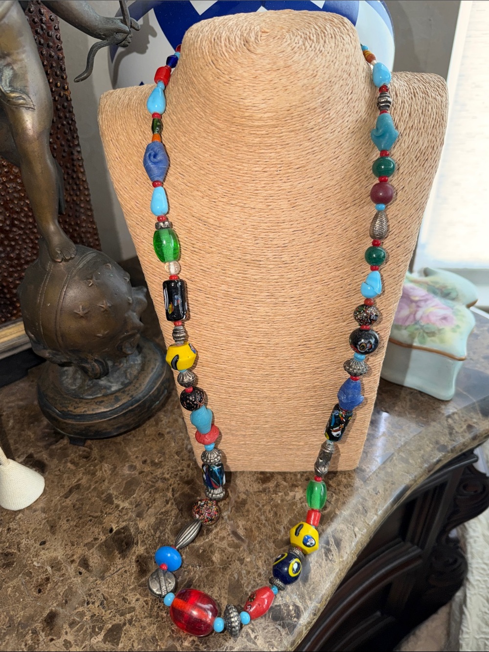 African wedding beads face beads Venetian beads necklace extravagant gorgeous